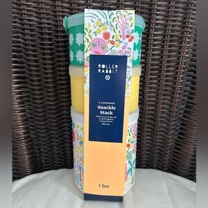 Roller Rabbit Vacation Stackable Snacklebox Container Set Yellow/Green